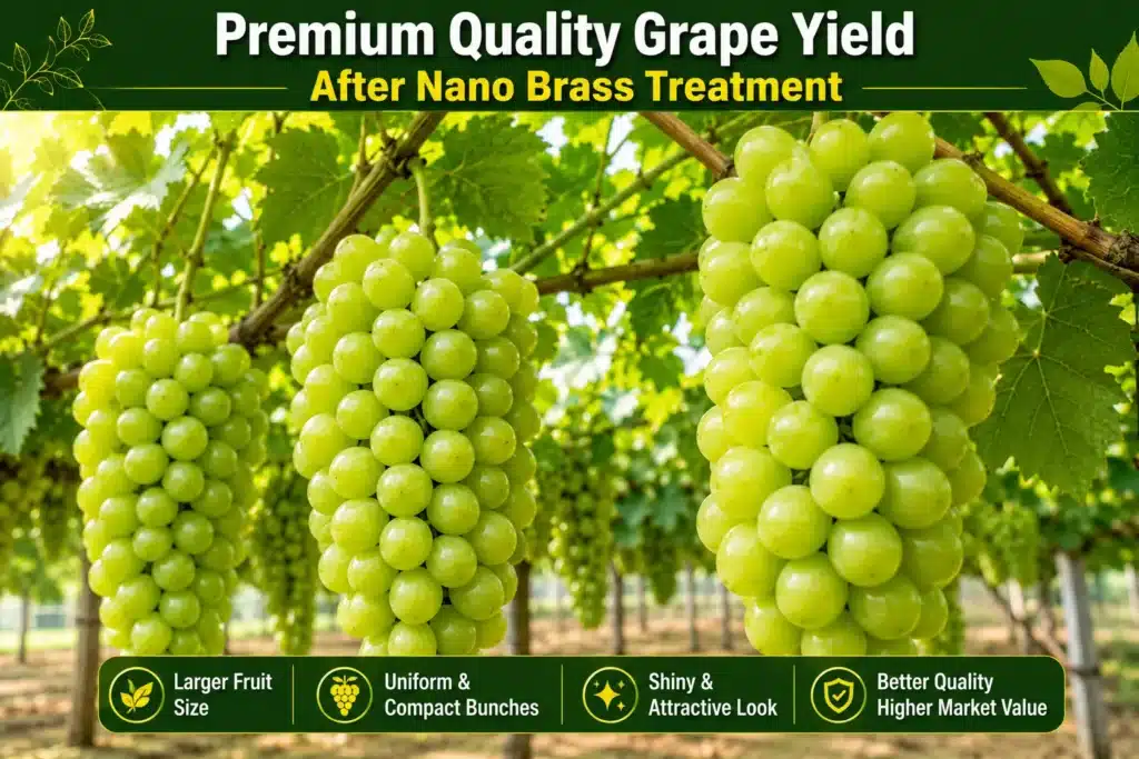 Healthy and large grapes treated properly to showcase how to increase grape fruit size naturally.